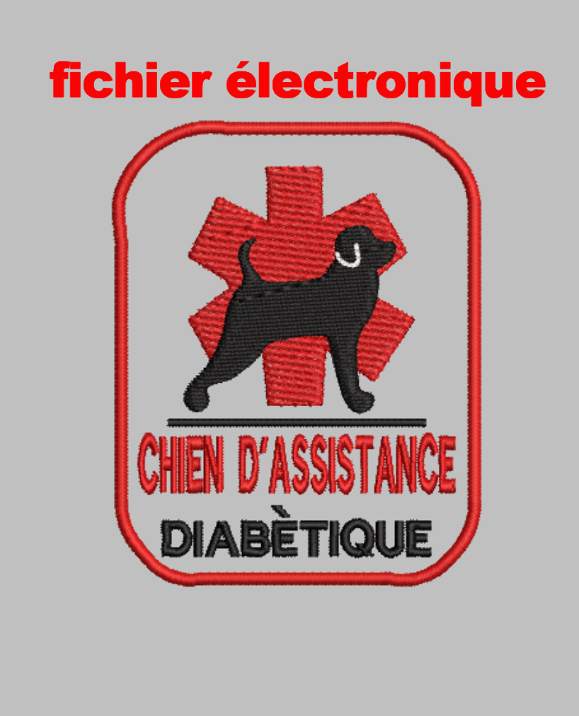 Fichier de Broderie "Chien d'Assistance Diabétique" | Alerte Médicale ITH pour Cerceau 5x7