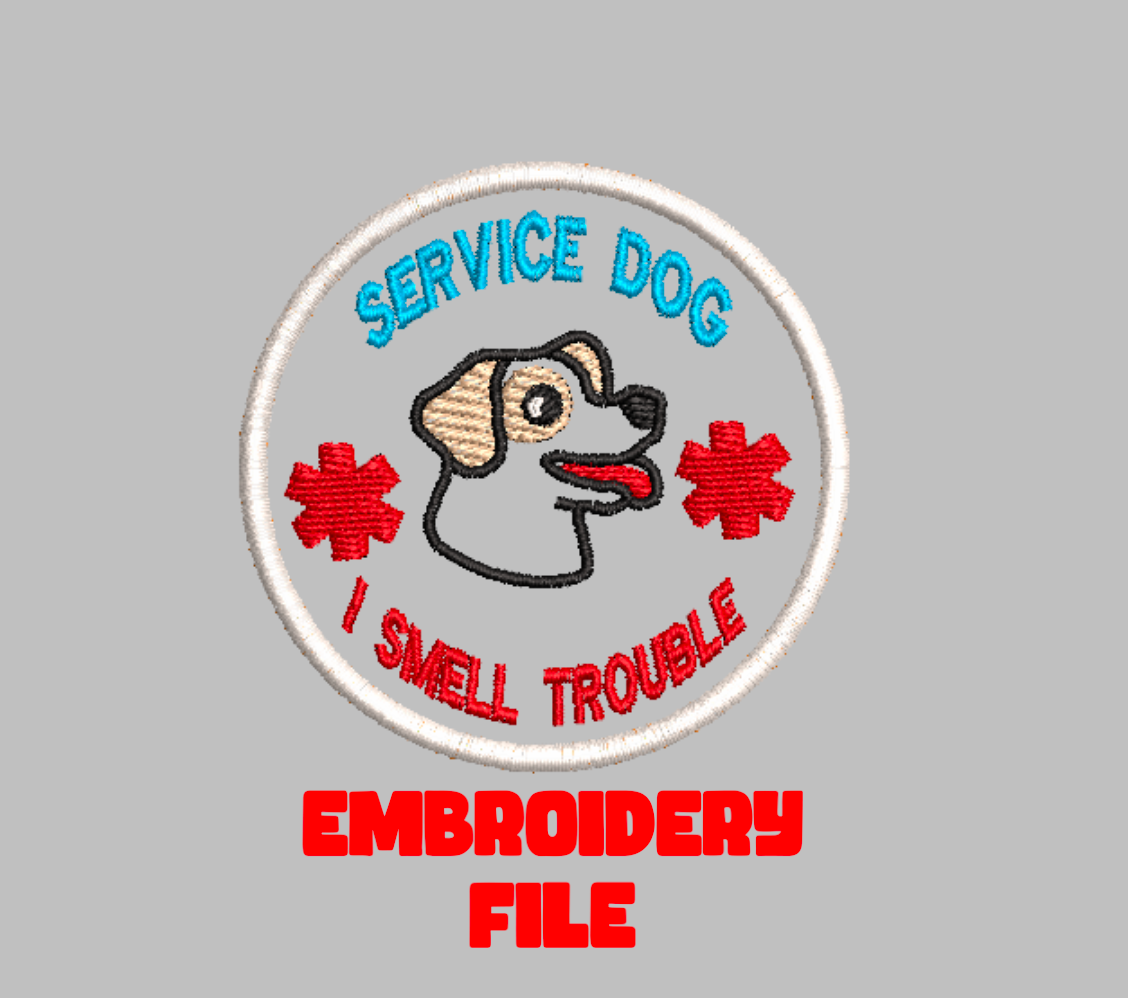 "I Smell Trouble" Funny Dog Patch Embroidery File | Cheeky ITH Morale Patch