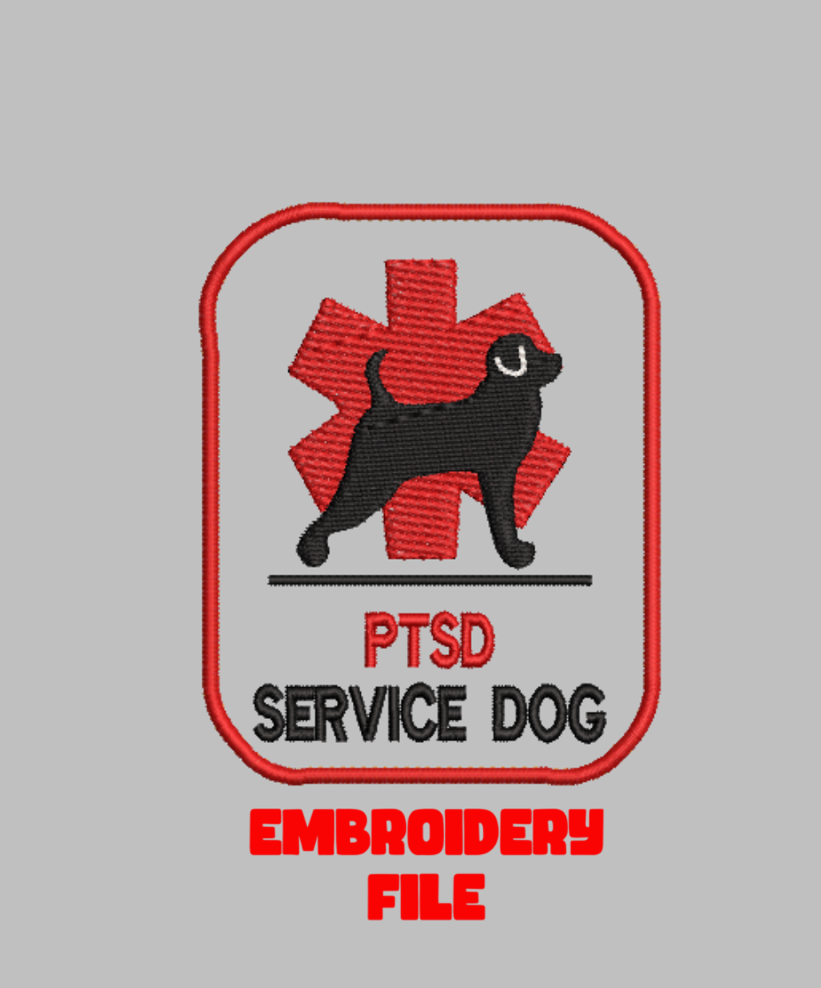 "PTSD Service Dog" Embroidery File | ITH Patch for 5x7 Hoop