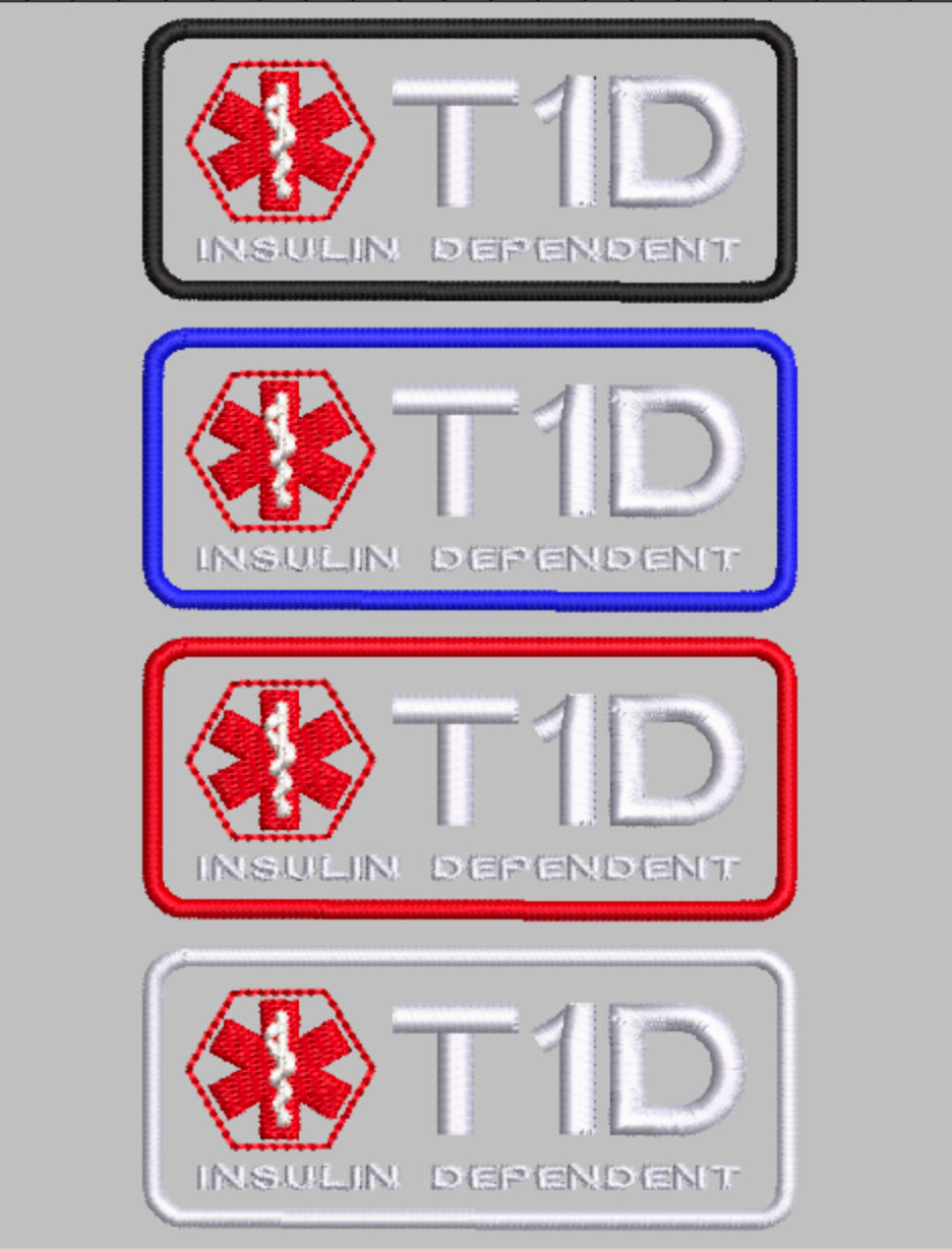 "T1D insulin dependent" patch Embroidery file (Digital Only)