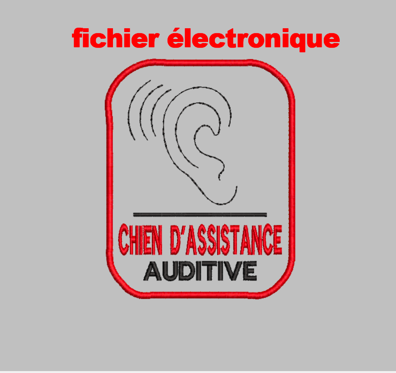 Fichier de Broderie "Chien d'Assistance Auditive" | Conception de Patch ITH pour Cerceau 5x7