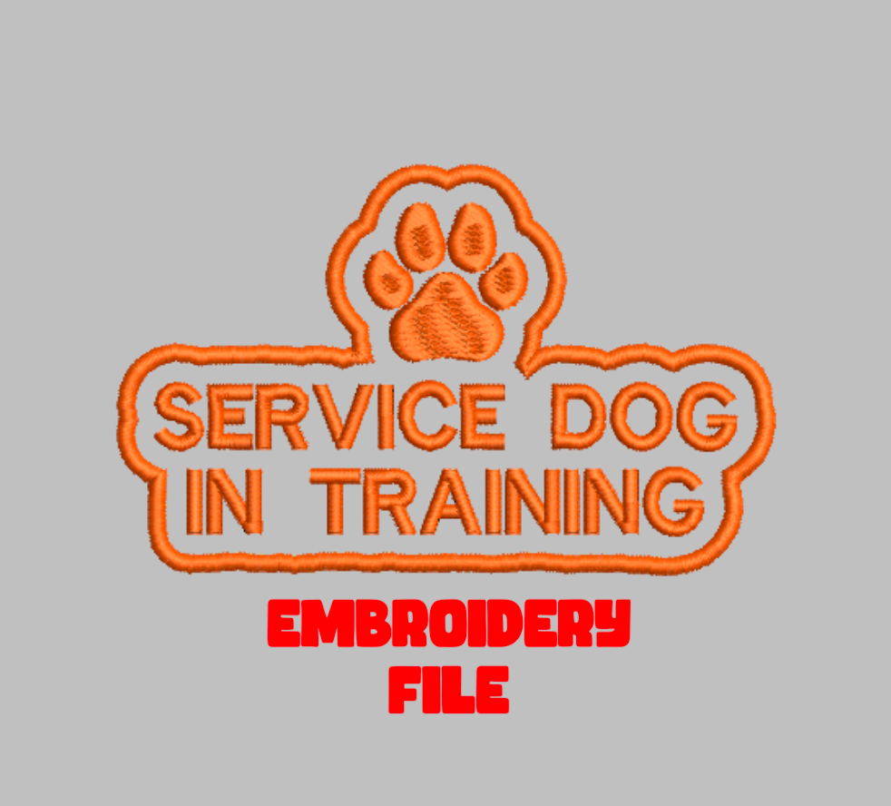 "Service Dog In Training Paw" patch Embroidery file (Digital Only)