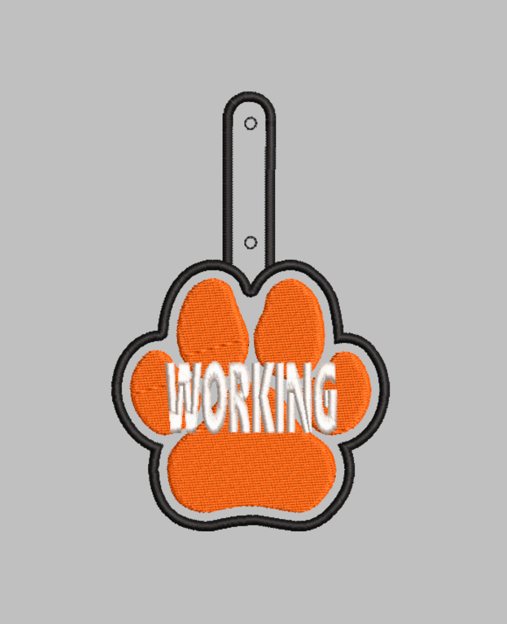 Working Snap tab embroidery file