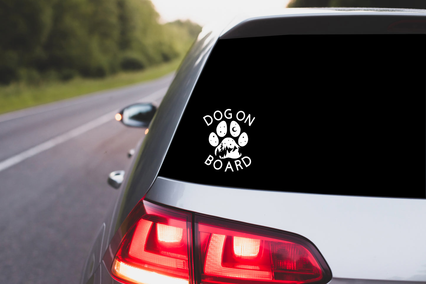 Window Decal Dog On Board Mountain Window Decal