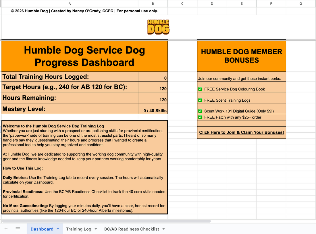 How to Track Service Dog Training Hours (Free Template)