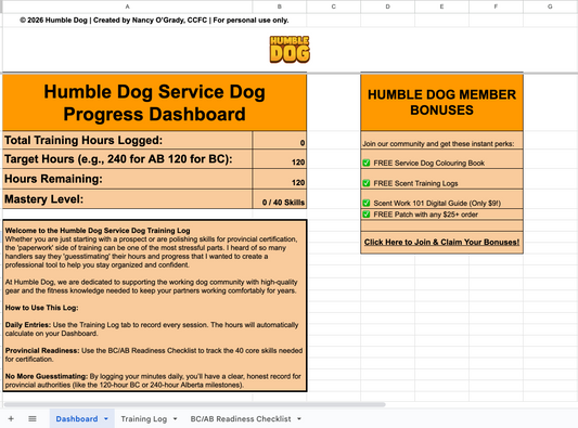 How to Track Service Dog Training Hours (Free Template)
