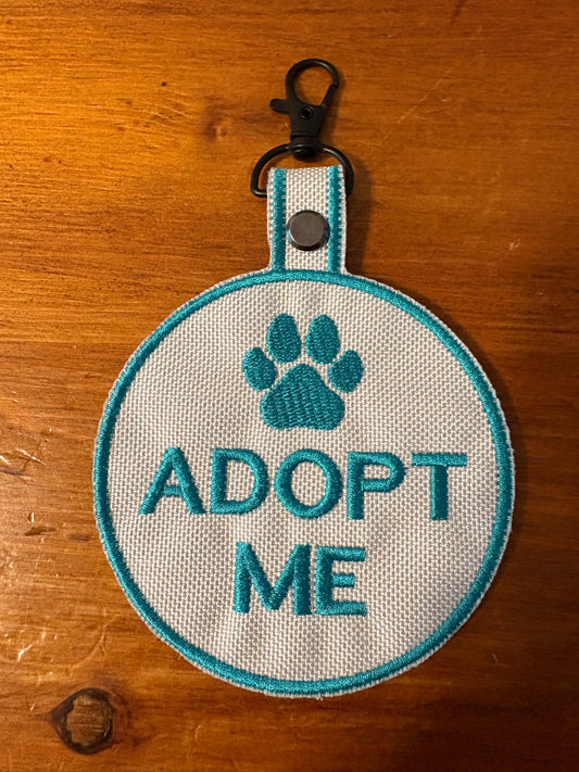"Adopt Me" Snap Tab Embroidery File | ITH Leash Tag for Rescue Dogs