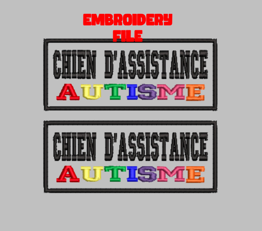 Fichier de Broderie "Chien d'Assistance Autisme" (Numérique uniquement)