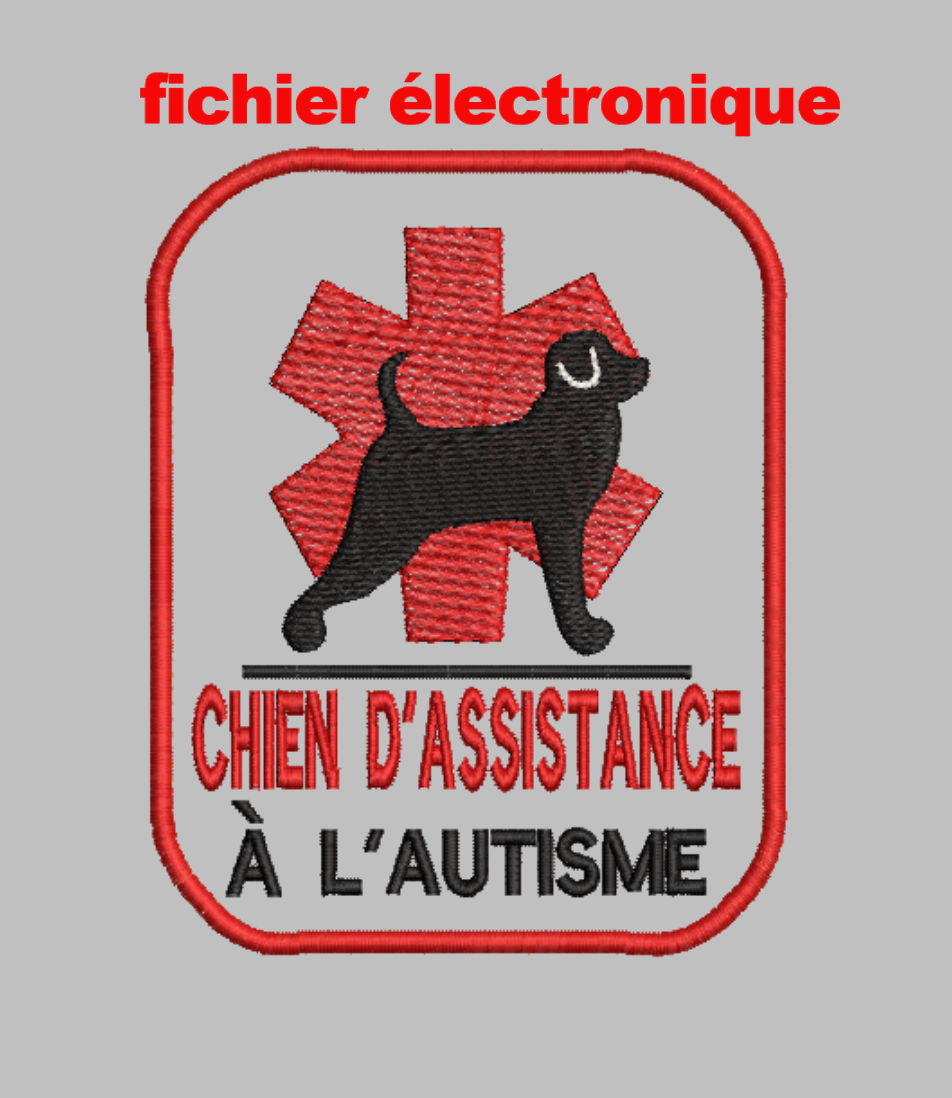 Fichier de Broderie "Chien d'Assistance à L'Autisme" (Numérique uniquement)