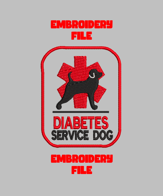 "Diabetes Service Dog"  patch Embroidery file (Digital Only)