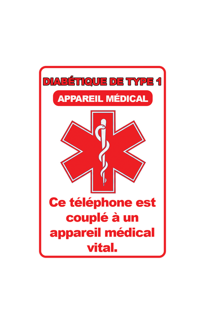 Type 1 Diabetic Medical Device Phone Sticker | Autocollant pour appareil médical