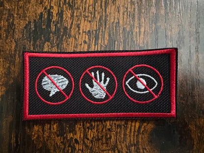 Symbols for No Talk, No Touch, No eye Contact  Premium Hook-Backed Dog Patches – Made in Canada
