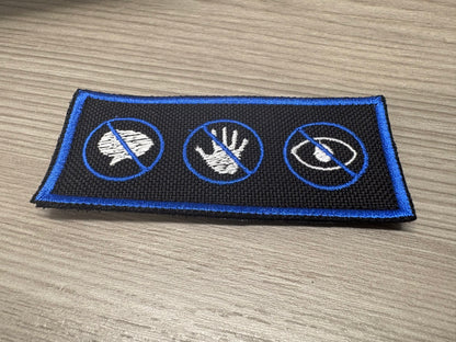 Symbols for No Talk, No Touch, No eye Contact  Premium Hook-Backed Dog Patches – Made in Canada
