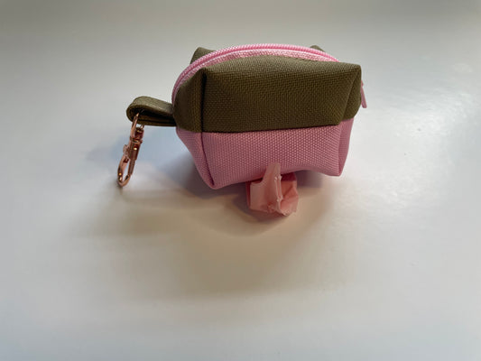 Poop Bag Dispenser Pouch Coyote Brown and Pink