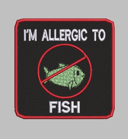 🐟 4-in-1 FISH ALLERGY Machine Embroidery ITH Bundle - 3.5" Patch Files