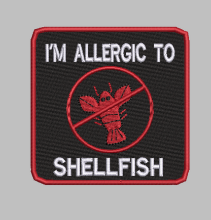 🦐 4-in-1 SHELLFISH ALLERGY ALERT Machine Embroidery ITH Bundle - 3.5" Patch Files