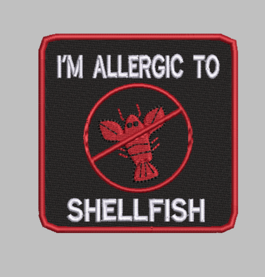 🦐 4-in-1 SHELLFISH ALLERGY ALERT Machine Embroidery ITH Bundle - 3.5" Patch Files