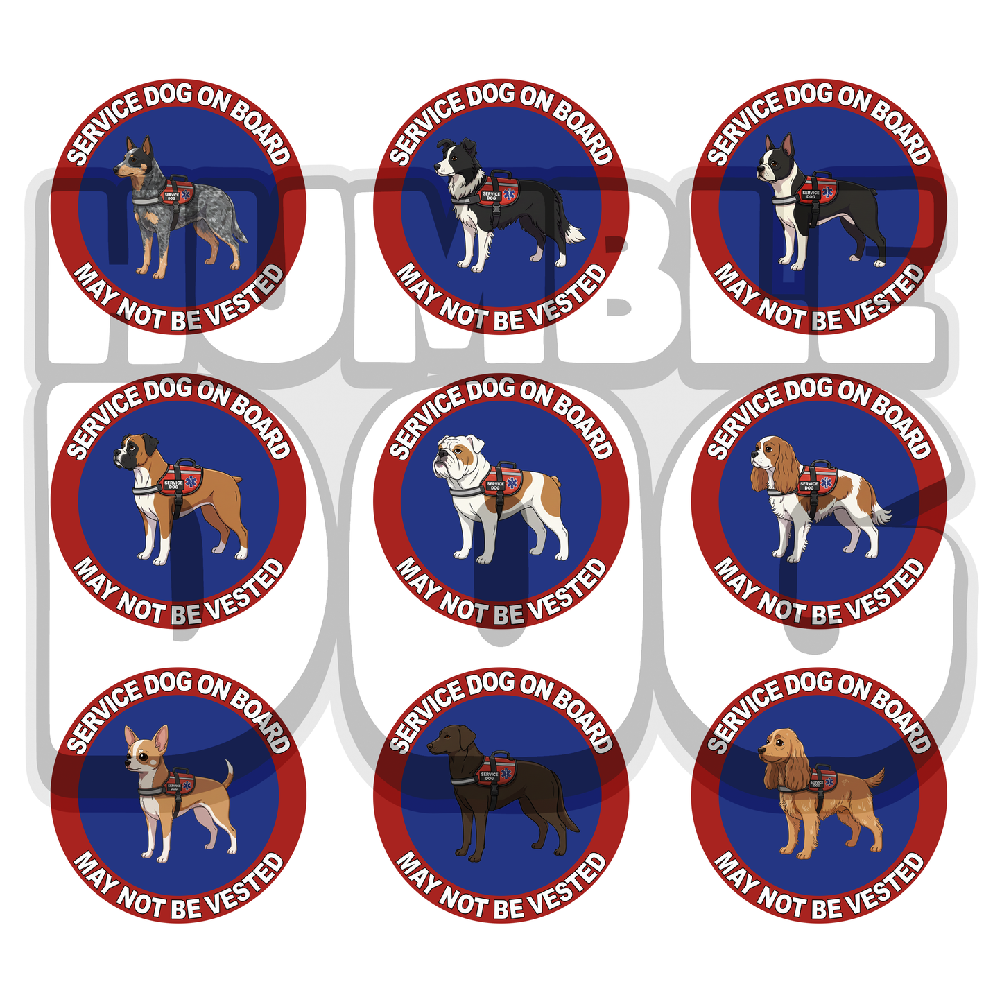 Custom Dog Breed Collage Decals | 5" UV DTF Service Dog & Pet Stickers