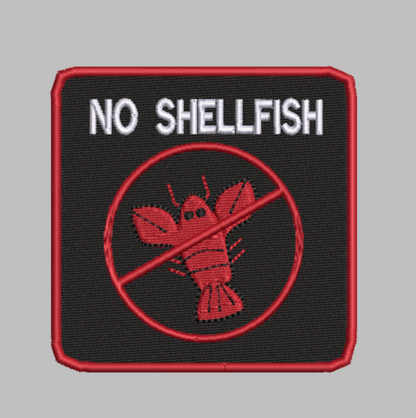 🦐 4-in-1 SHELLFISH ALLERGY ALERT Machine Embroidery ITH Bundle - 3.5" Patch Files