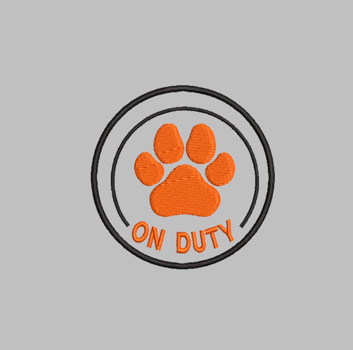 "ON DUTY" round patch Embroidery file (Digital Only)