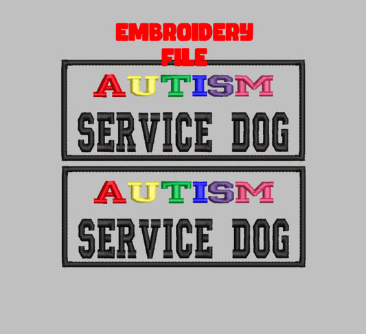 Rainbow "Autism Service Dog"  patch Embroidery file (Digital Only)