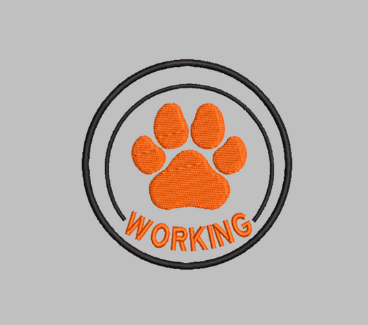 "WORKING" round patch Embroidery file (Digital Only)
