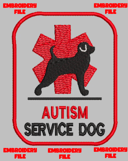 "Autism Service Dog"  patch Embroidery file (Digital Only)