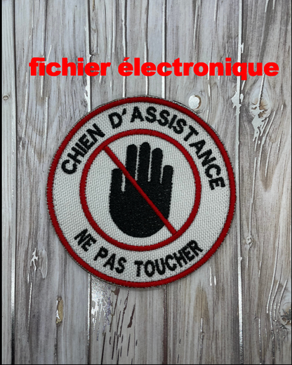 Deux Écusson brodé Chien d'assistance fichier électronique