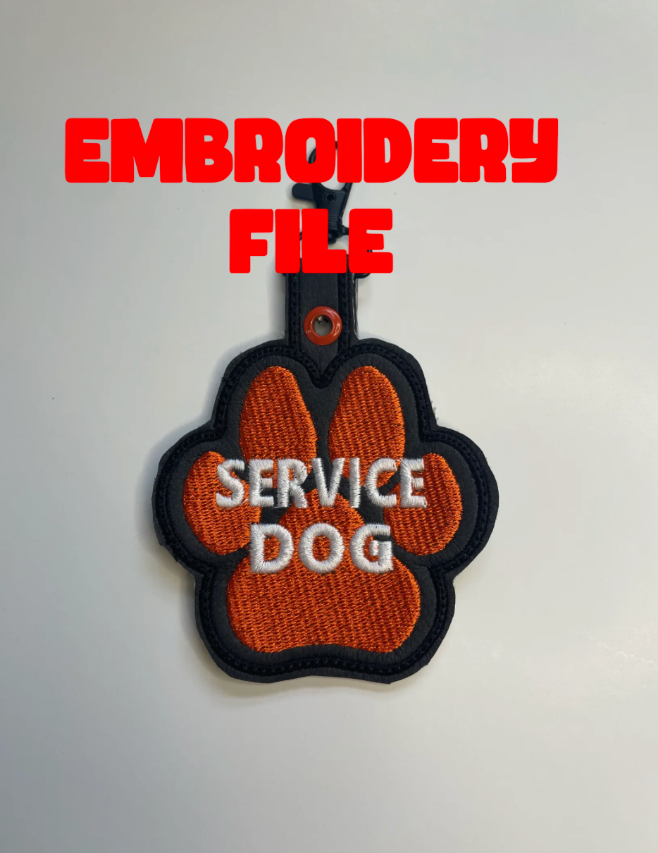 Service Dog snap tab embroidery file