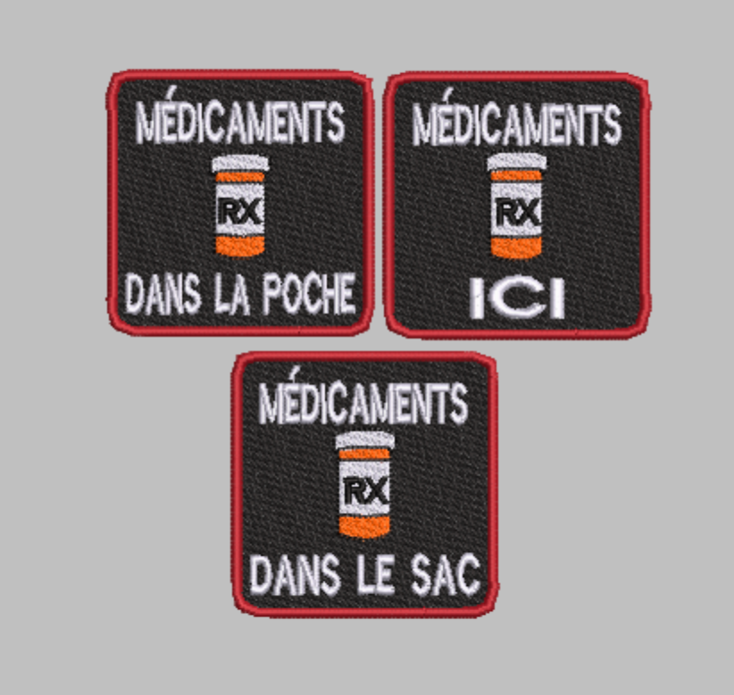 Ensemble de motifs de broderie « Médicaments » (3 motifs) – Téléchargement numérique