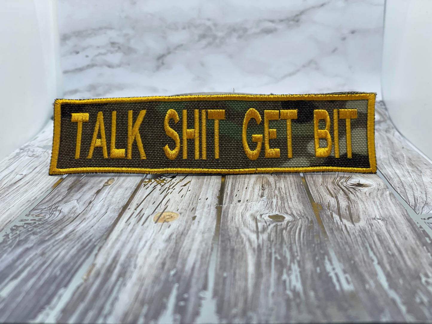 "Talk Shit Get Bit"  patch Embroidery file (Digital Only)