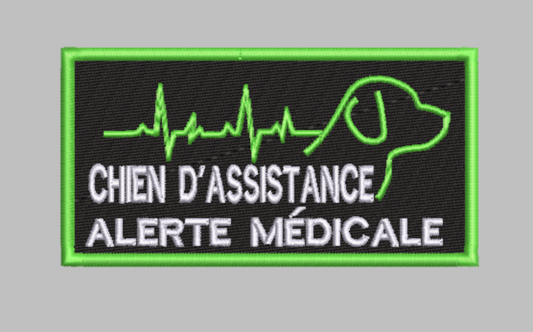 Motifs de broderie « Chien d'Assistance – Alerte Médicale » – TÉLÉCHARGEMENT NUMÉRIQUE
