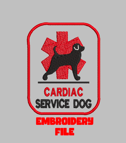 "Cardiac Service Dog"  patch Embroidery file (Digital Only)