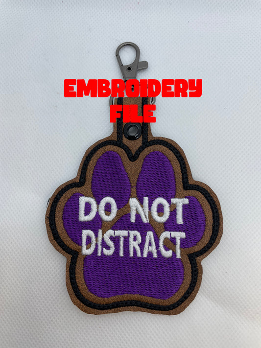 Do not distract Snap tab embroidery file