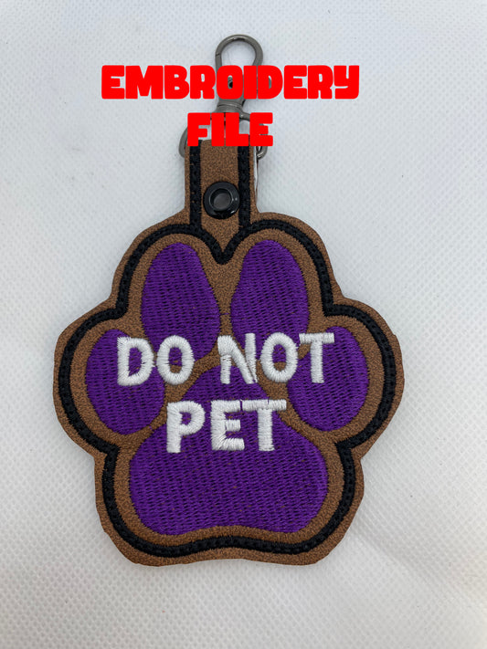 Do Not pet snap tab embroidery file