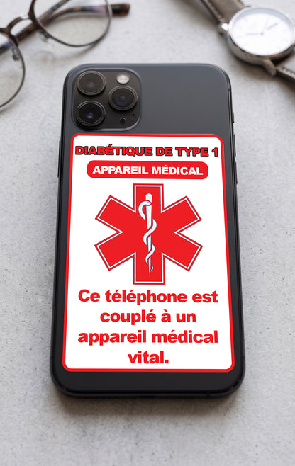 Type 1 Diabetic Medical Device Phone Sticker | Autocollant pour appareil médical