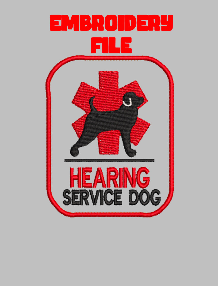 "Hearing Service Dog"  patch Embroidery file (Digital Only)