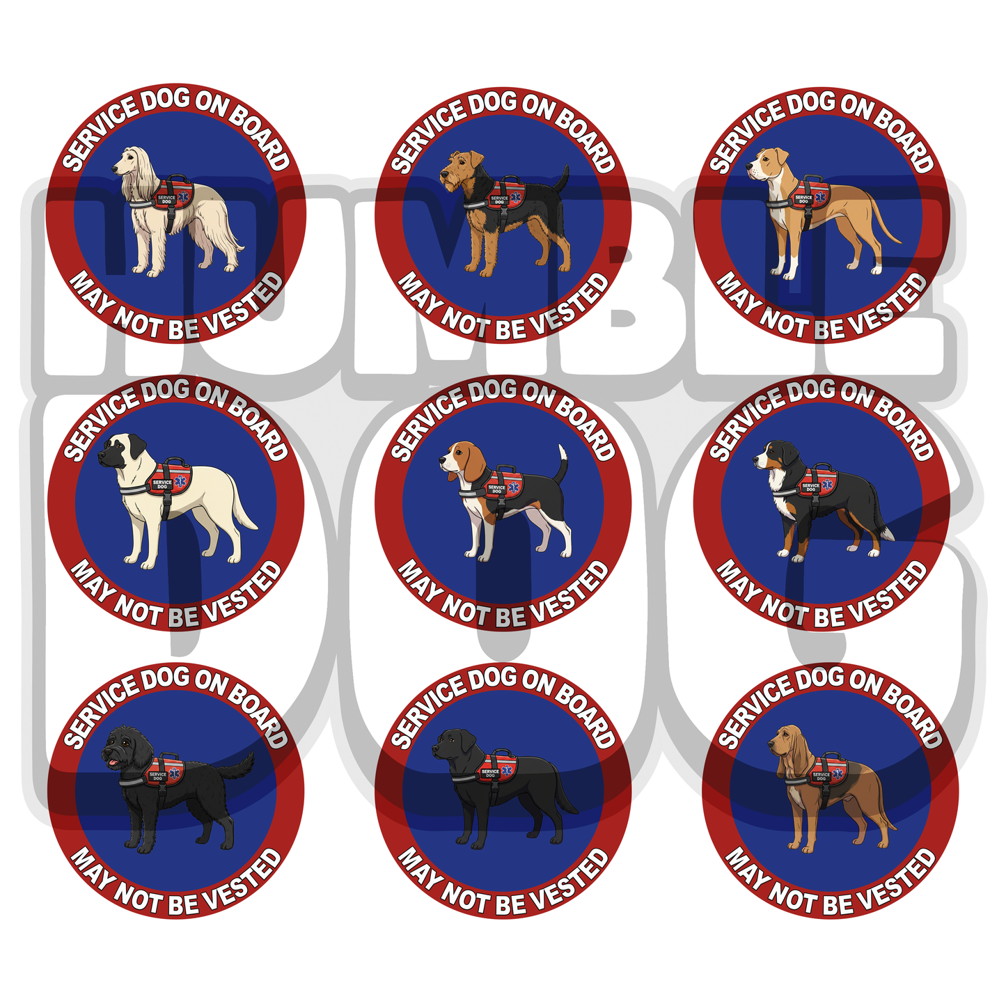 Custom Dog Breed Collage Decals | 5" UV DTF Service Dog & Pet Stickers