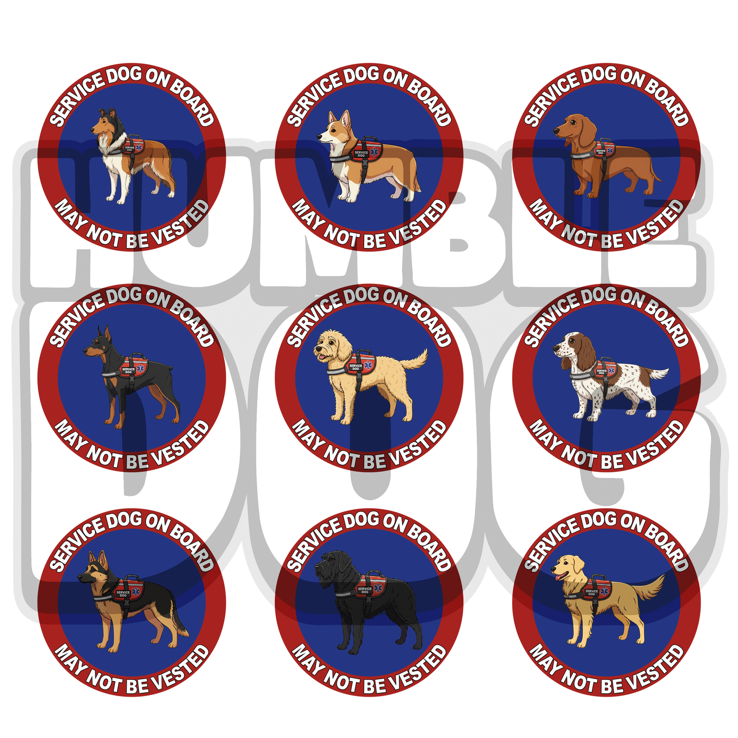 Custom Dog Breed Collage Decals | 5" UV DTF Service Dog & Pet Stickers