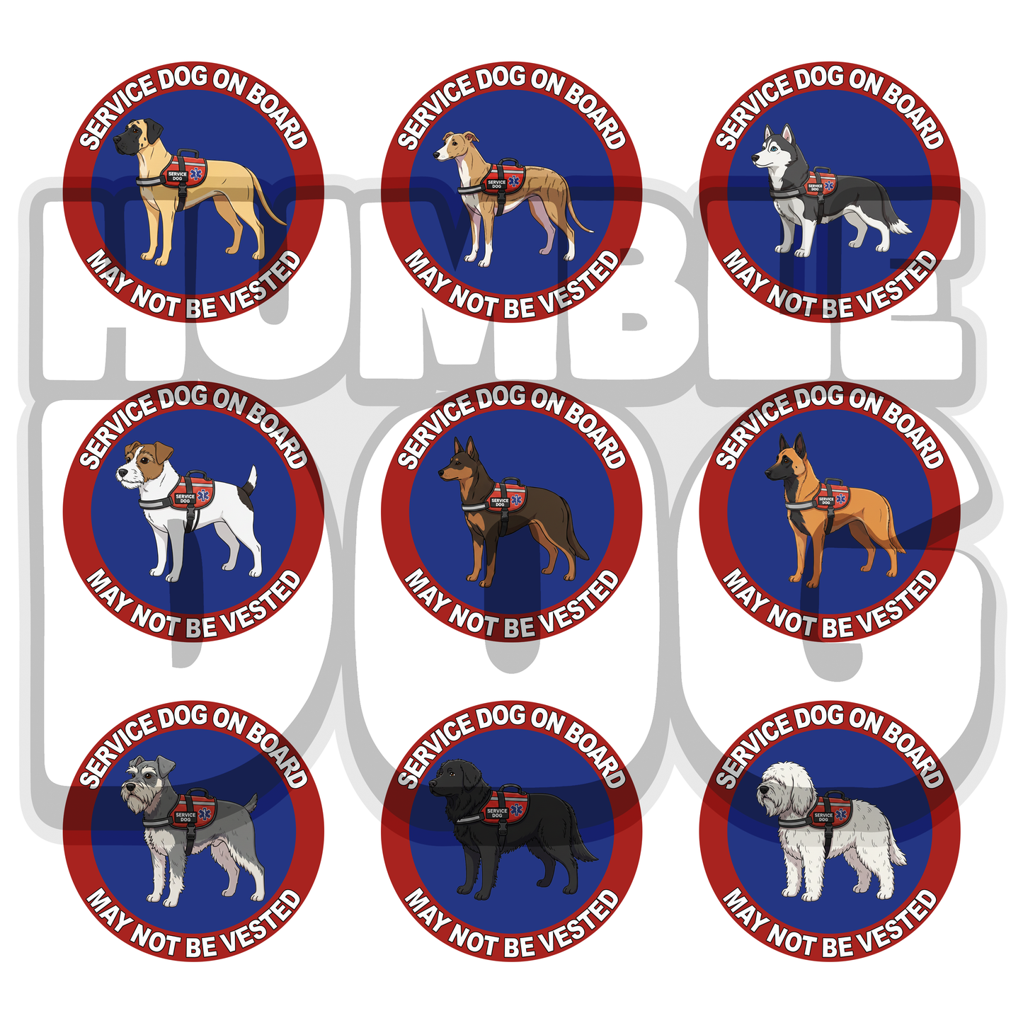 Custom Dog Breed Collage Decals | 5" UV DTF Service Dog & Pet Stickers