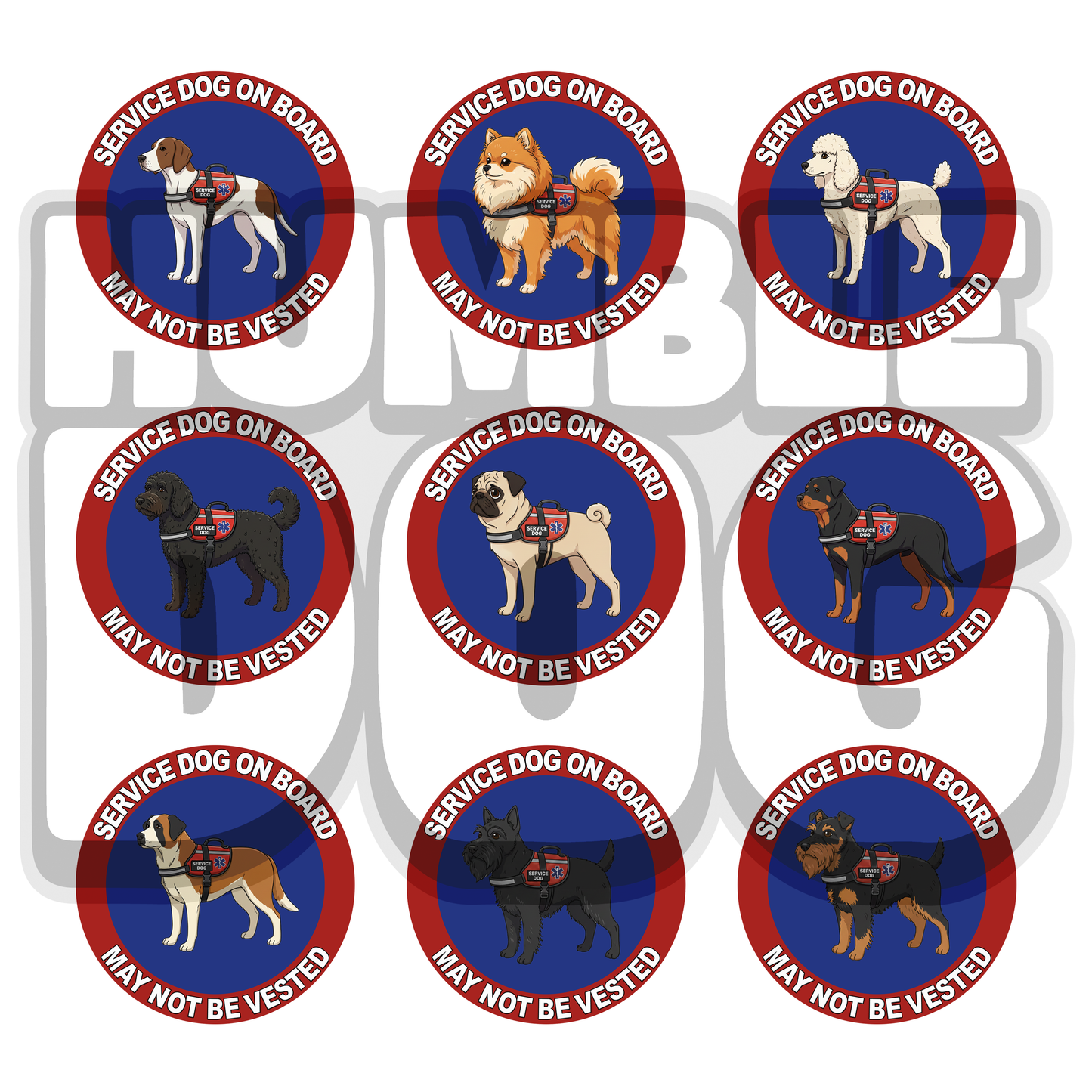 Custom Dog Breed Collage Decals | 5" UV DTF Service Dog & Pet Stickers