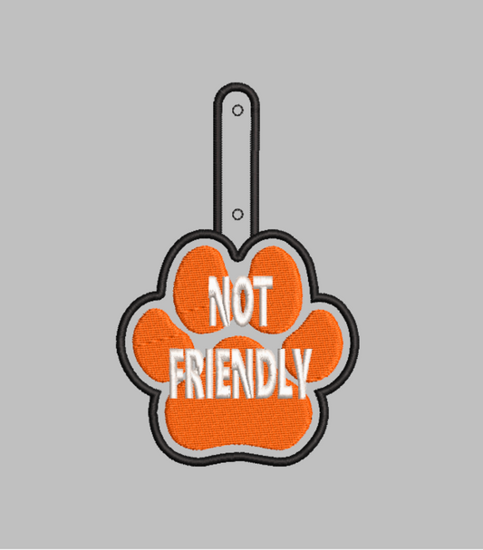 Not Friendly snap tab embroidery file