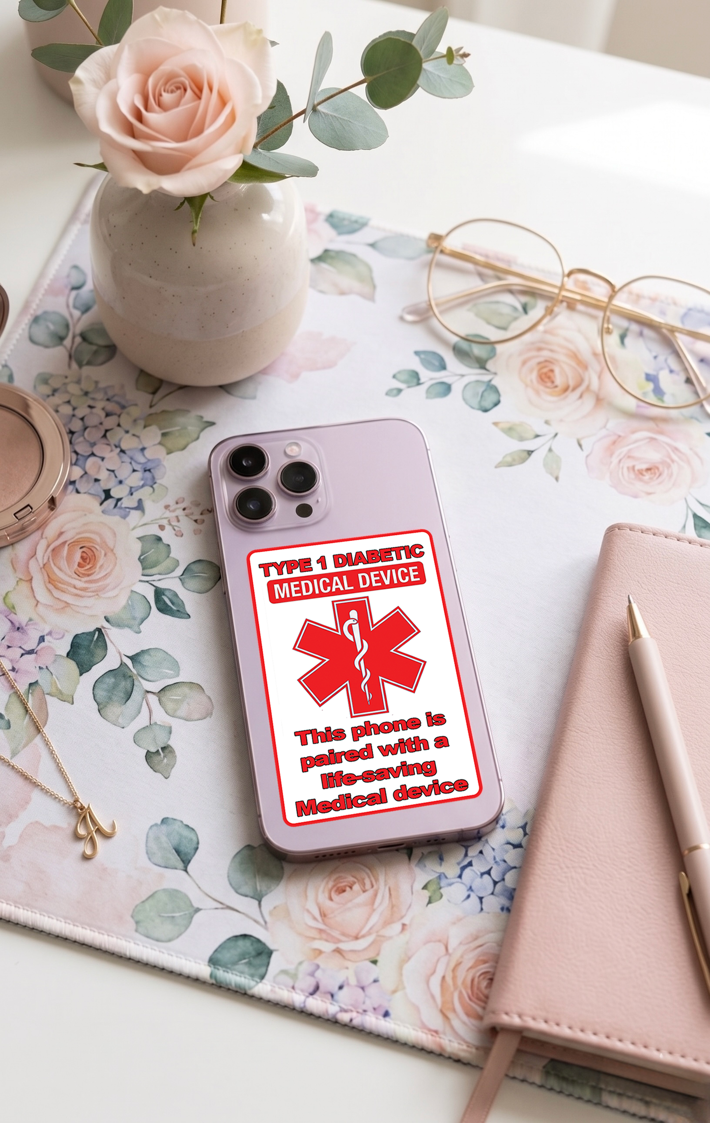 Type 1 Diabetic Medical Device Phone Sticker | Autocollant pour appareil médical
