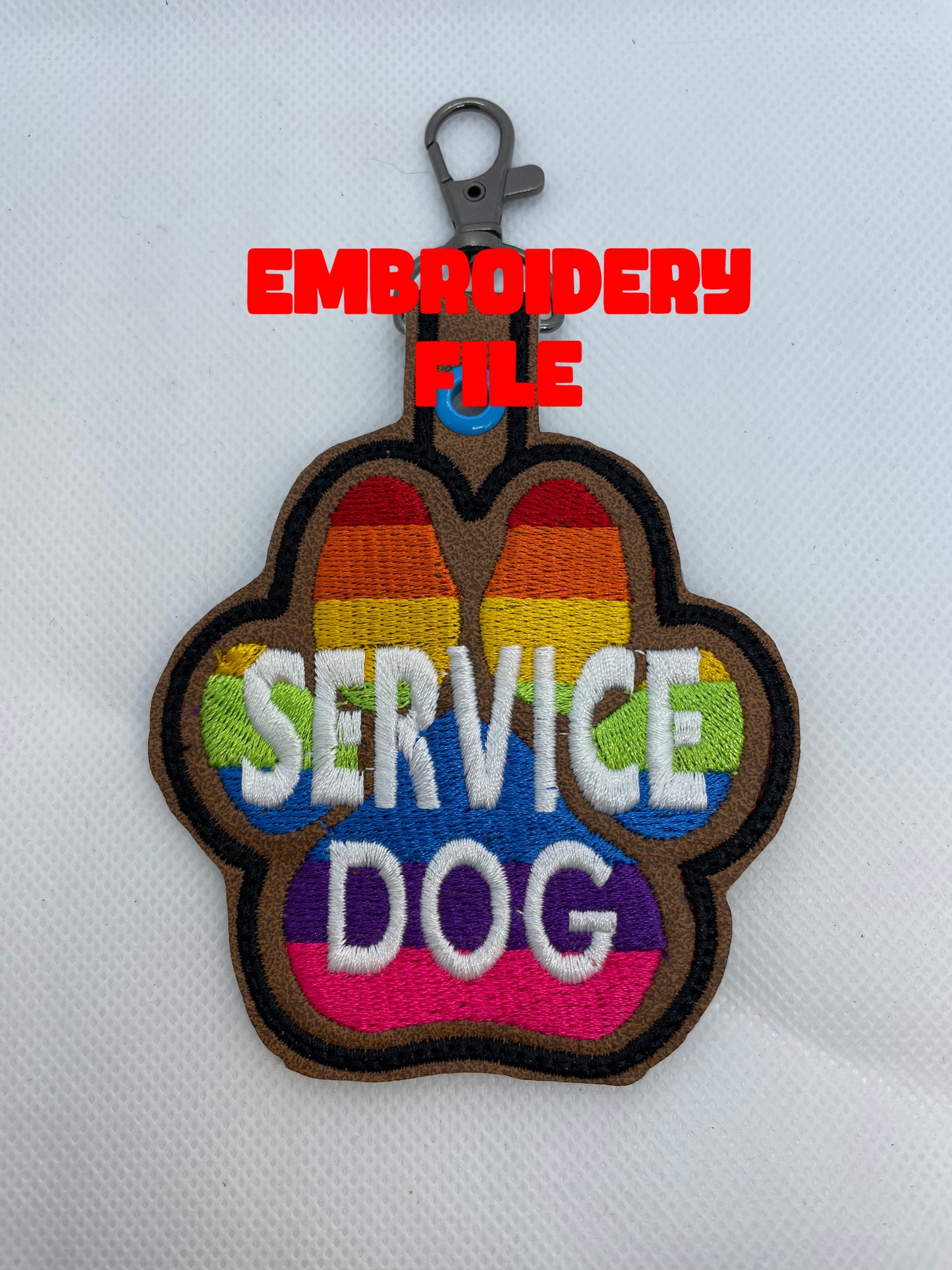 Rainbow "Service Dog" Snap Tab Embroidery File (Digital Only)