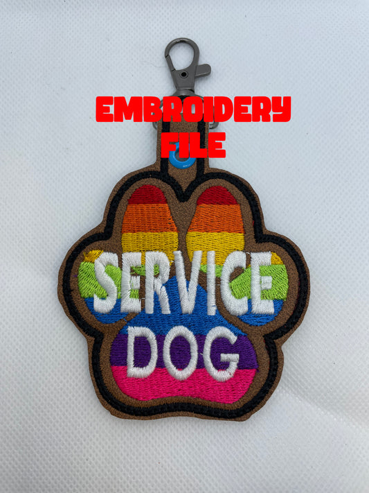 Rainbow "Service Dog" Snap Tab Embroidery File (Digital Only)