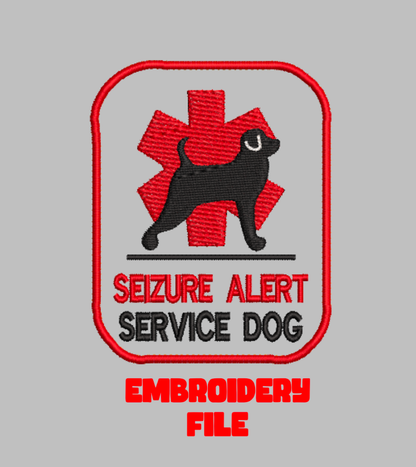 "Seizure Alert Service Dog"  patch Embroidery file (Digital Only)