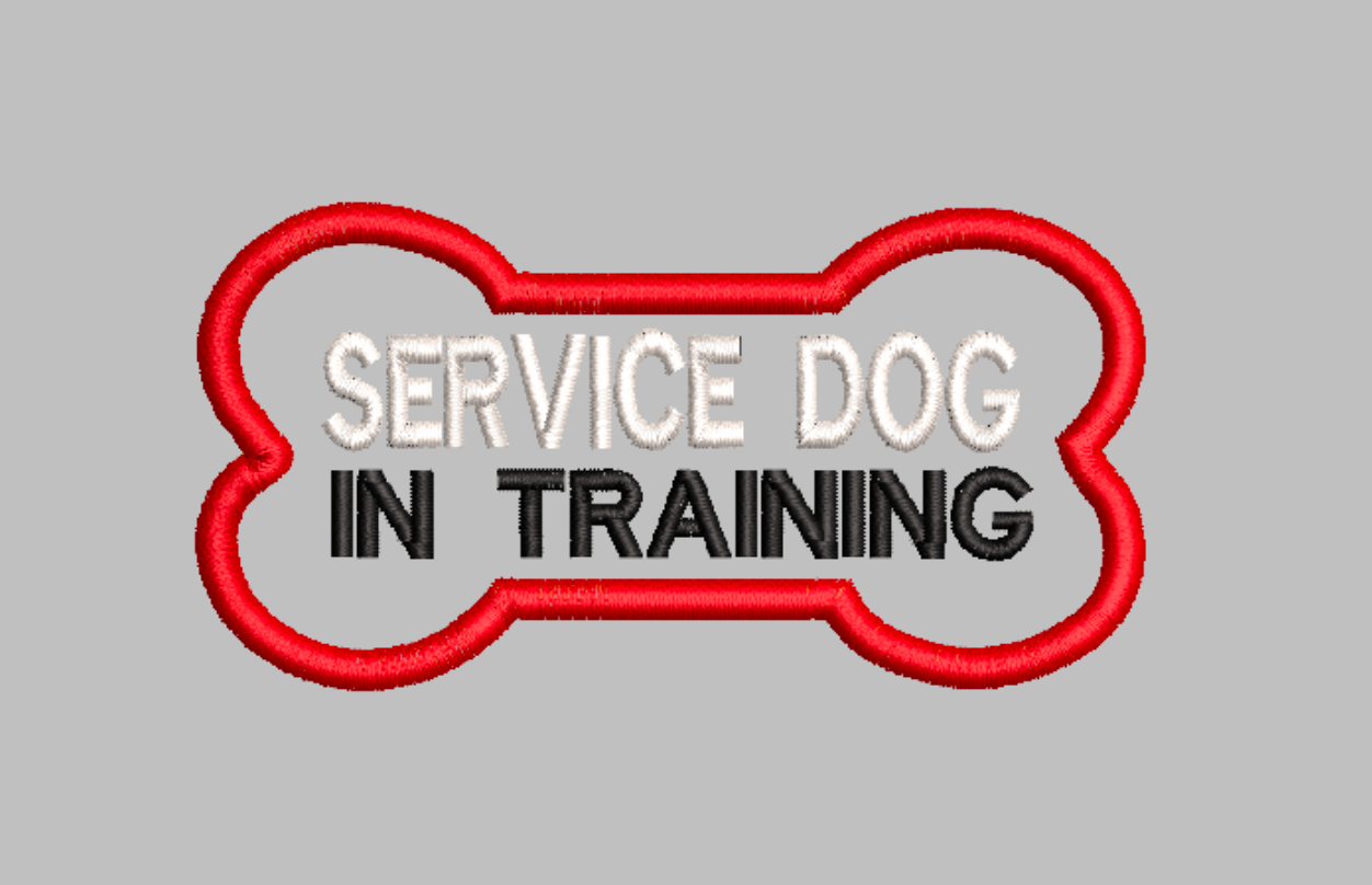 "Service Dog In Training Bone"  patch Embroidery file (Digital Only)