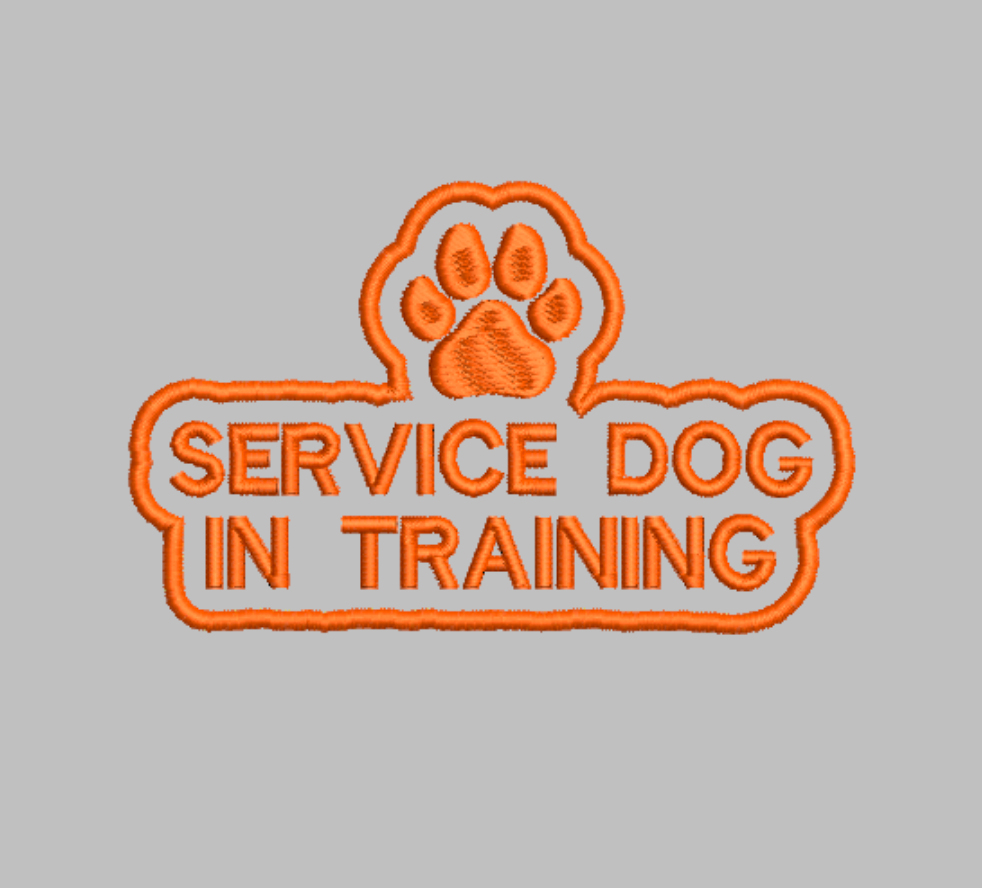 "Service Dog In Training Paw"  patch Embroidery file (Digital Only)