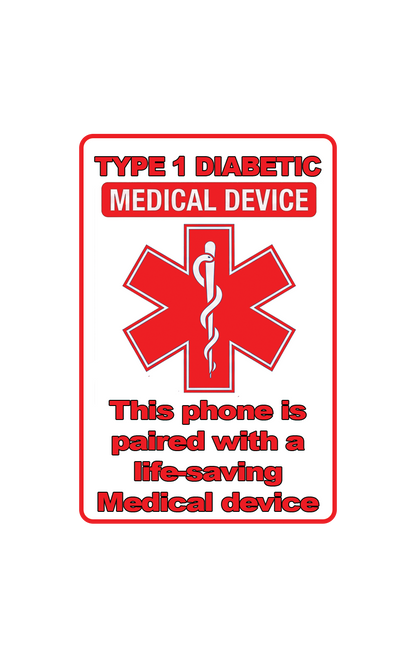 Type 1 Diabetic Medical Device Phone Sticker | Autocollant pour appareil médical