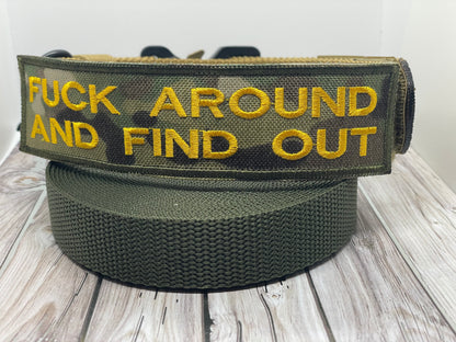 "Fuck Around And Find Out" Premium Hook-Backed Dog Patches – Made in Canada